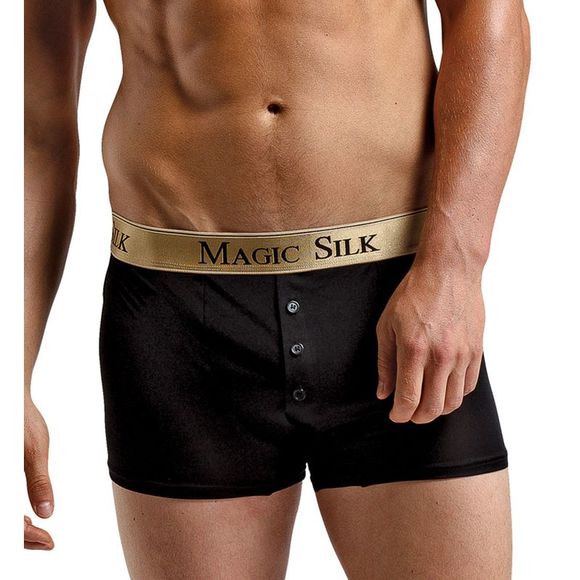 Magic Silk 100% Silk Knit Button Boxer Brief -  Black  6786 - Picture 3 of 4
